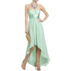 BCBG MAXAZRIA Opaline Green Silk High Low Dress